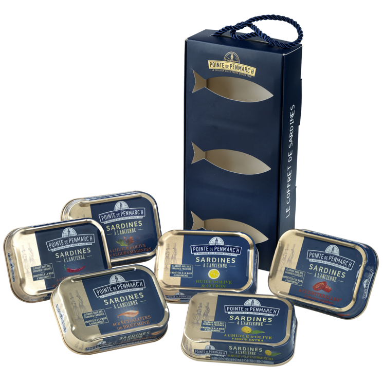 Coffret de sardines - assortiment de 6 produits de 115 g + 1 coffret cordelette