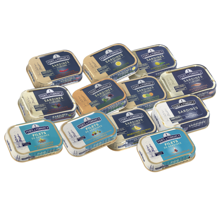 Le colis panaché de sardines et filets de sardines - assortiment de 12 boîtes